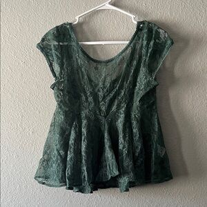 Kimchi Blue Eclipse Sheer Lace Short Sleeve Babydoll Top || Urban Outfitters